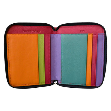 ILI Small Multi Color RFID Zip Wallet