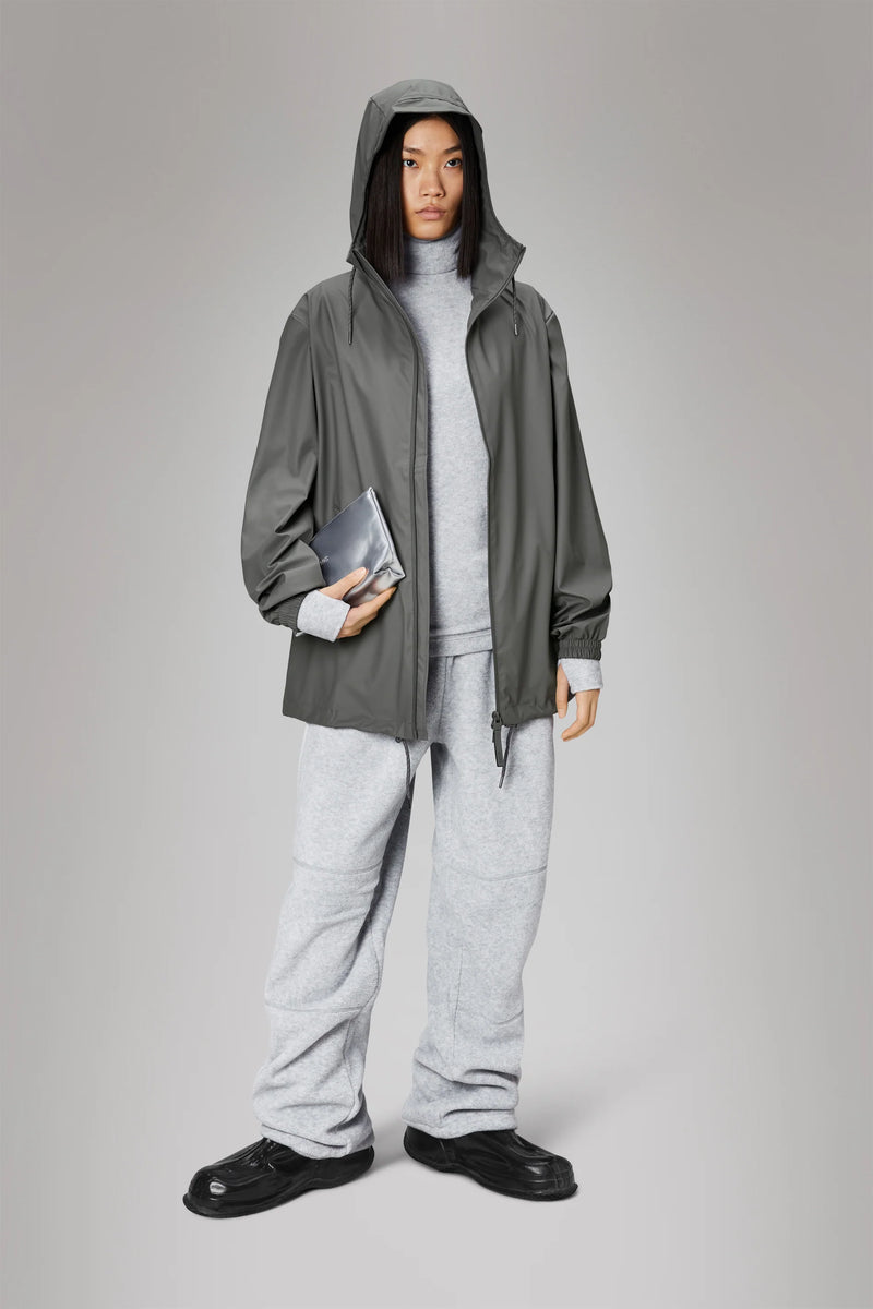 Impermeabile Unisex Rains Storm Breaker - Grigio, Cerniera Impermeabile A Due Vie, Cappuccio Regolabile, Tasche Saldate, Tessuto PU