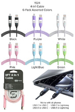 Tech Trendz 4 in 1 USBC Cable: 3 ft.