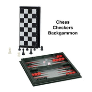 Magnetic 3-in-One Combination Game Set Chess, Checkers and Backgammon Folding for Travel