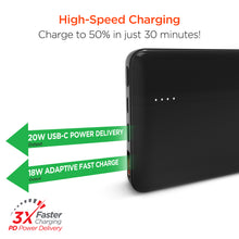 Hypercell 10,000mAh | Fast Charge Power Bank with 20W USB-C PD | Black
