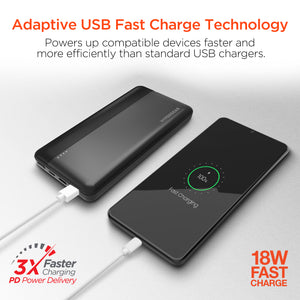 Hypercell 10,000mAh | Fast Charge Power Bank with 20W USB-C PD | Black