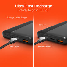 Hypercell 10,000mAh | Fast Charge Power Bank with 20W USB-C PD | Black