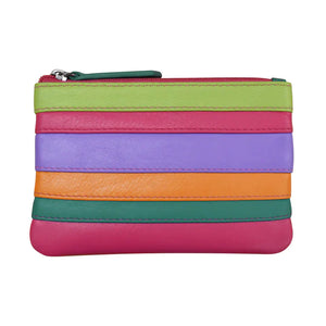 Striped Zip Coin Purse RFID Blocking