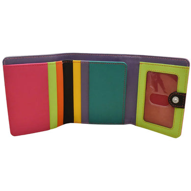 ILI Color Block Tri-fold RFID Mini Wallet