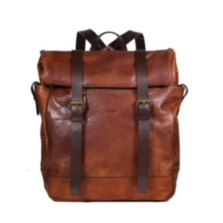 Chiarugi Old Tuscany Leather Roll Top Backpack
