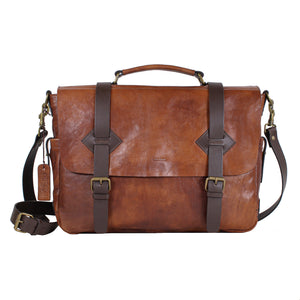 Chiarugi Old Tuscany Leather Vintage-Style Flap Brief