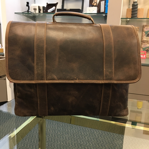 DayTrekr Distressed Flapover Triple Gusset Briefcase